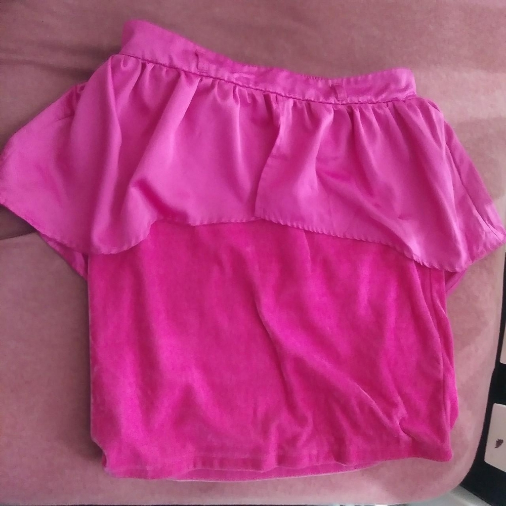 Pink velvet skirt
